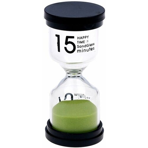 Песочные часы малышки 15 минут, круглое дно, зеленый песок, 9,8х4,4 см