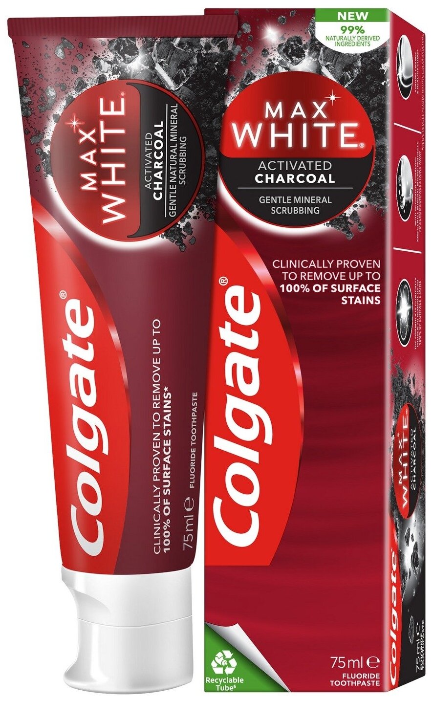 Зубная паста Colgate Max White Charcoal 75 мл (Из Финляндии)