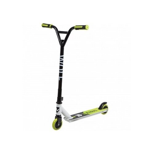 фото Самокат трюковой novatrack wolf 100 plastic el (2019) бело/зеленый