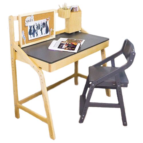 Детский набор растущий стол Уно и стул Робин ВУД (Комбо серый/Серый)