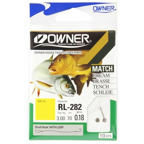 Поводок с крючокм для рыбалки OWNER RL-282 №12 BROWN (уп.10шт) MATCH