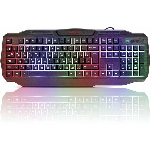 Клавиатура проводная DEFENDER Ultra HB-330L USB 104 клавиши с подсветкой черная 45330 277900₽