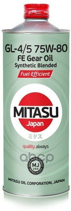 Mitasu 75W80 1L Масло Трансмисионное Fe Gear Oil Gl-4/5 Api Gl-4/5 (For Subaru Extra Mt) MITASU арт. MJ-441-1
