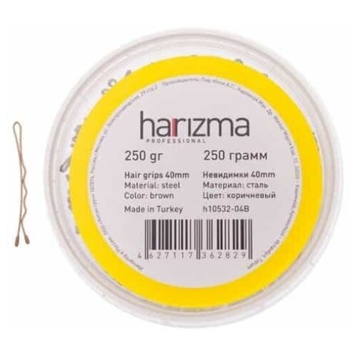 Невидимки Harizma 40 мм волна 250 г коричневые h10532-04B зажим harizma professional аксессуары h10534 04b невидимки 50 мм волна коричневые невидимки 50 мм волна коричневые 250 г 1 шт