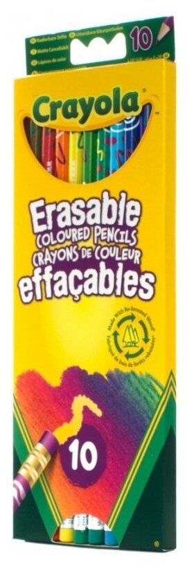 Crayola Цветные карандаши с корректорами Erasable, 10 цветов (3635)