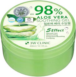 3W Clinic Гель для тела универсальный с 98% содержанием экстракта алоэ вера Aloe Vera Soothing Gel, 300 мл