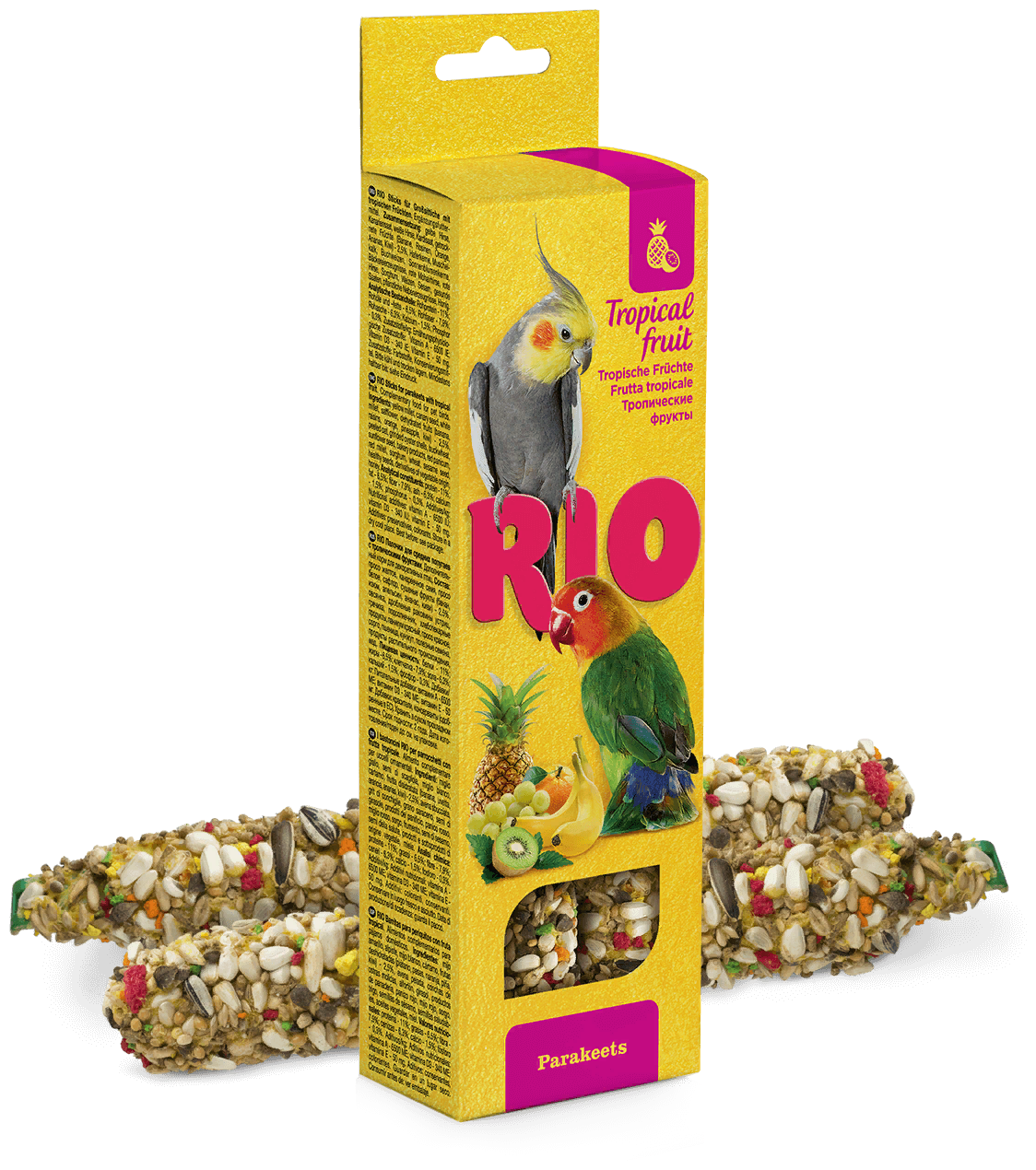 Лакомство для птиц RIO / Рио Tropical fruit Parakeets Палочки для средних попугаев с тропическими фруктами 150г в упаковке 2шт / зерновая смесь