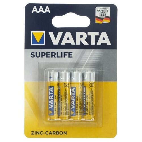 Батарейка солевая Varta SuperLife, AAA, R03-4BL, 1.5В, блистер, 4 шт.