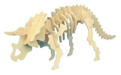 Сборная деревянная модель Динозавры Трицератопс (2 пластины) - Чудо-Дерево [J001]