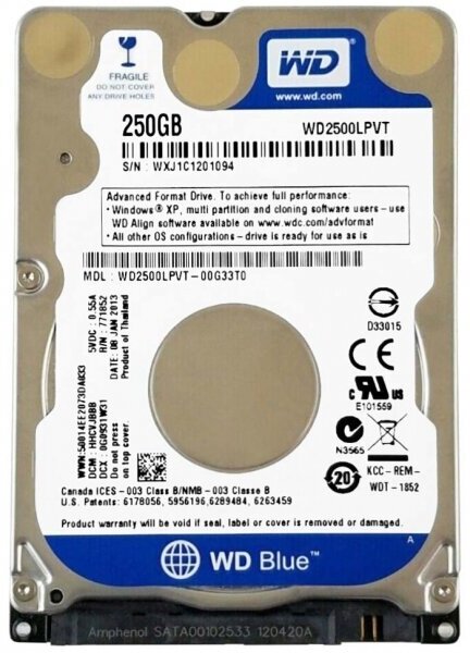 Жесткий Диск Western Digital WD2500LPVT 250Gb SATAII 2,5" HDD