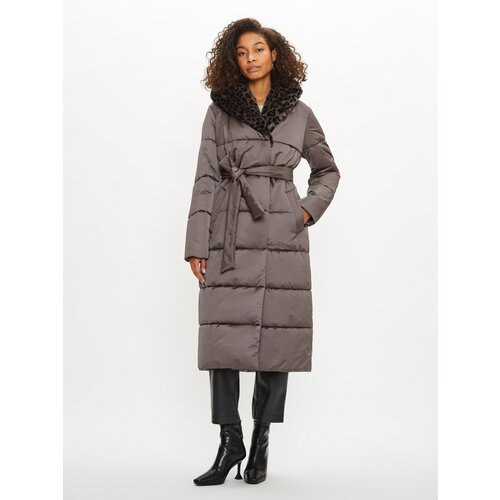 фото Пальто electrastyle, демисезон/зима, силуэт прямой, удлиненное, размер 46, коричневый