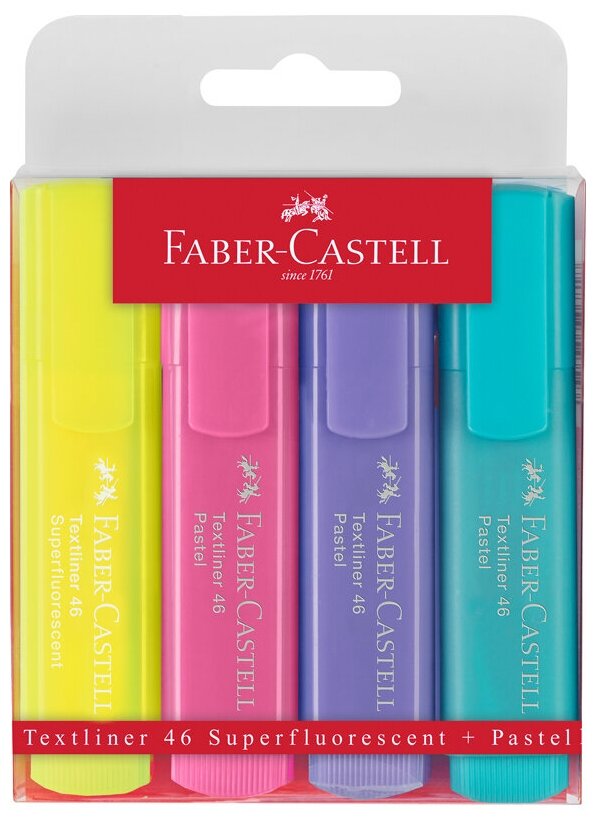 Текстовыделители Pastel, 4 цвета Faber-Castell - фото №1