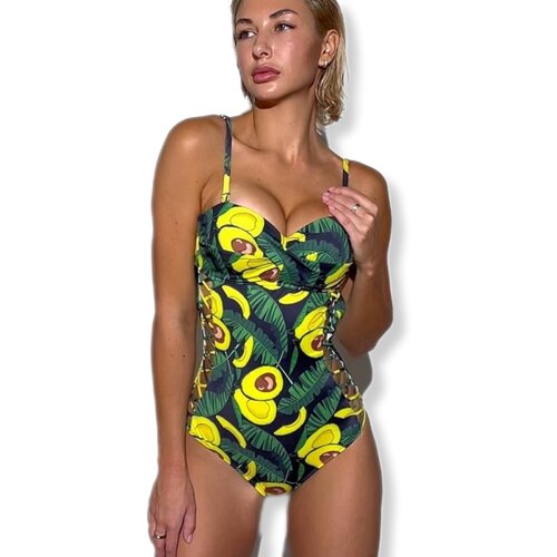 фото Слитный купальник , размер 44, зеленый fashion