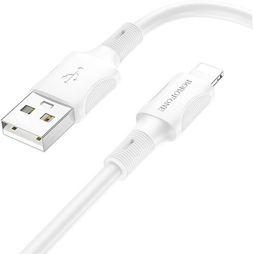 Кабель USB - 8 pin Borofone BX80, 1.0м, 2.4A, цвет: белый кабель borofone usb bx48 microusb 1м 2 4a pvc черный