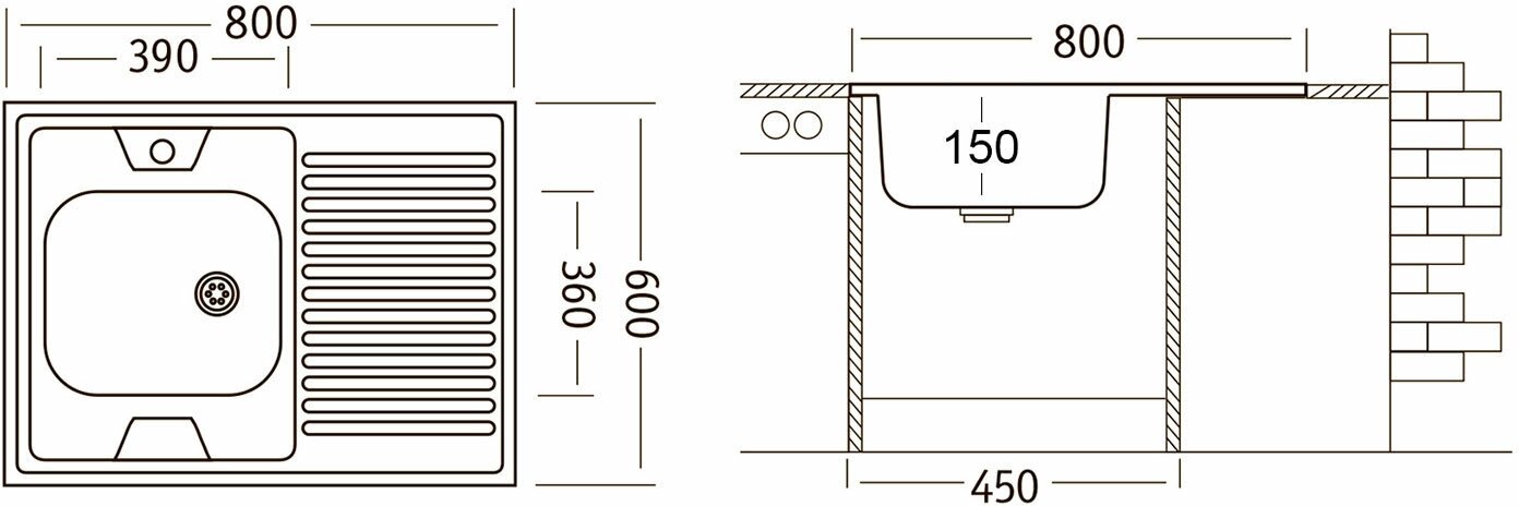 Мойка накладная UKINOX STD800, 80х60, цвет хром