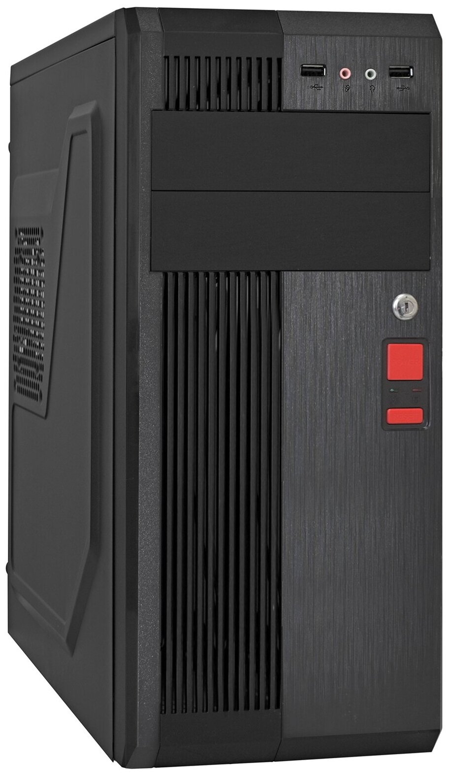 Корпус Miditower ExeGate Un-605b Black, Atx, (un350, 120mm), 2*USB, Audio, замок блокировки кнопки п .