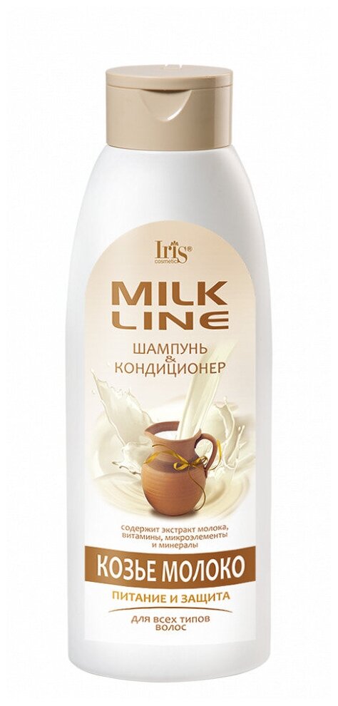 Iris Шампунь-кондиционер Козье молоко питательный для всех типов волос, 500 мл