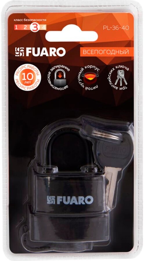 Навесной замок FUARO PL-WEATHER-3640 Black 3key (PL-3640) английский 42533 - фотография № 6