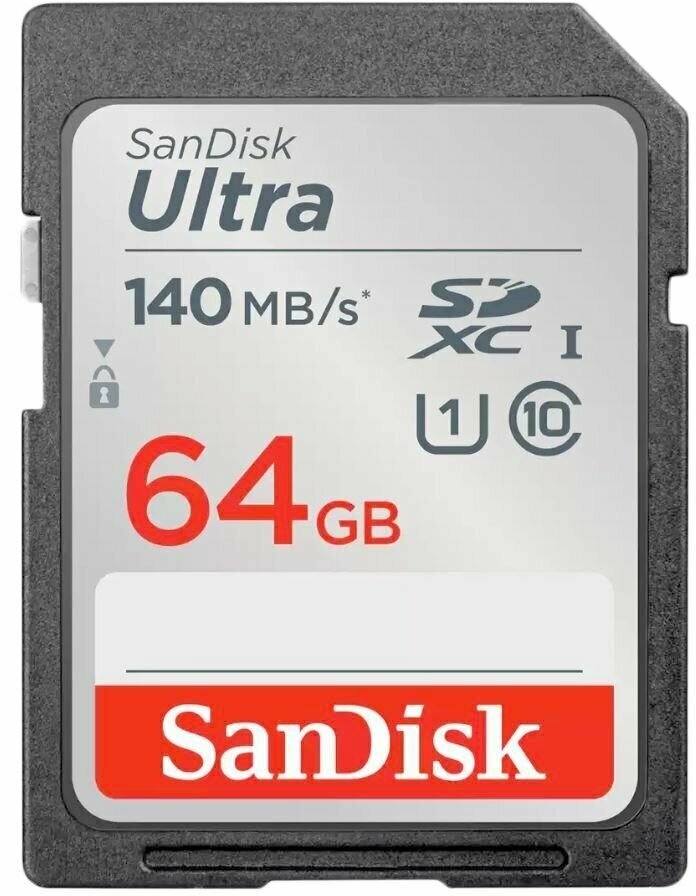 Карта памяти SanDisk Ultra SDXC 64 ГБ 140MB/s Class 10 UHS-I (SDSDUNB-064G-GN6IN)