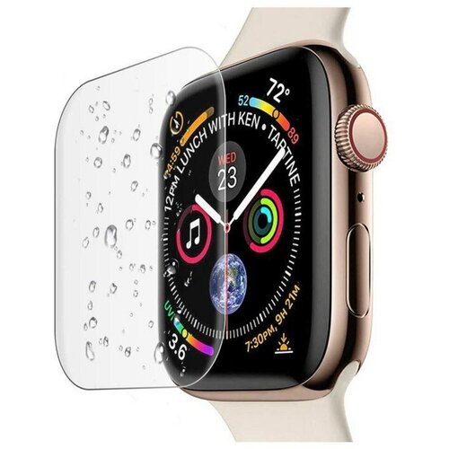 Гидрогелевая защитная плёнка (2шт) для часов Apple Watch 40mm Series 4/5/SE/6, прозрачная, глянцевая гидрогелевая защитная пленка на apple watch se 40mm эпл вотч се 40 мм на экран прозрачная полноклеевая brozo