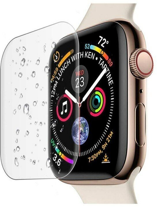Гидрогелевая защитная плёнка (3шт) для часов Apple Watch 40mm Series 4/5/SE/6 прозрачная глянцевая
