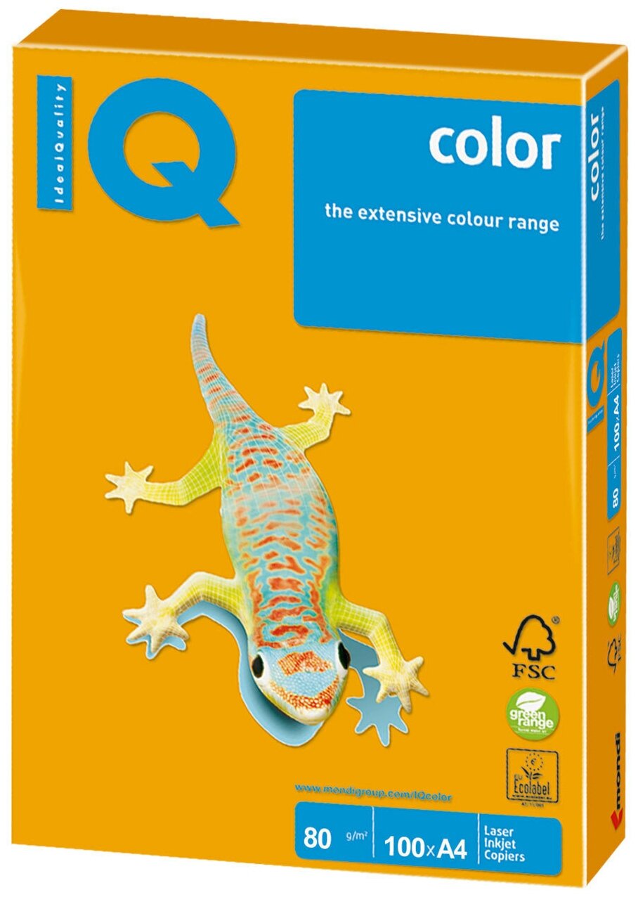 Бумага цветная IQ COLOR (А4,80г,AG10-старое золото) пачка 100л.