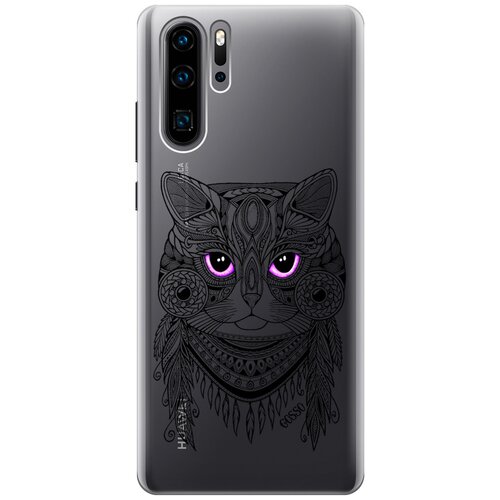 фото Ультратонкий силиконовый чехол-накладка clearview для huawei p30 pro с 3d принтом "grand cat" gosso