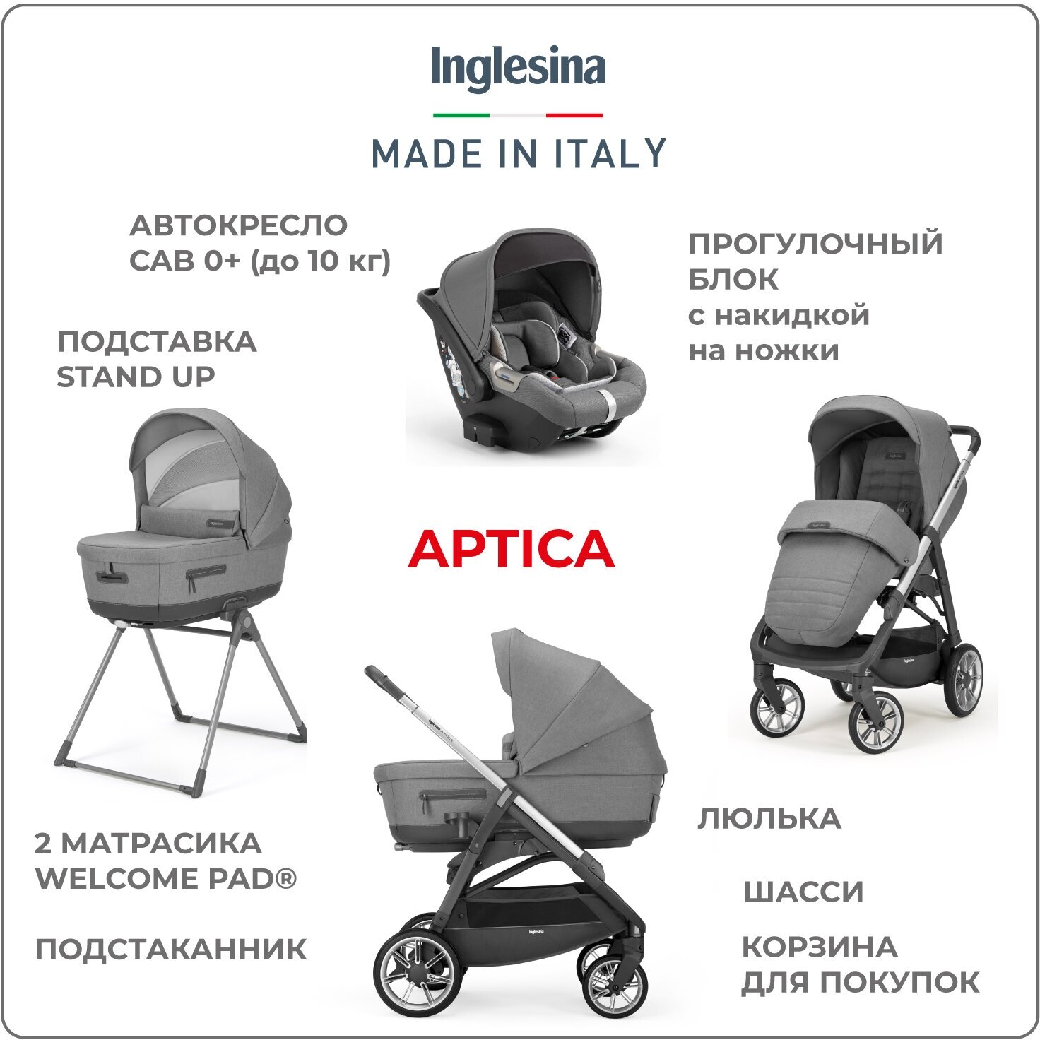  3  1 Inglesina Aptica KENSINGTON GREY