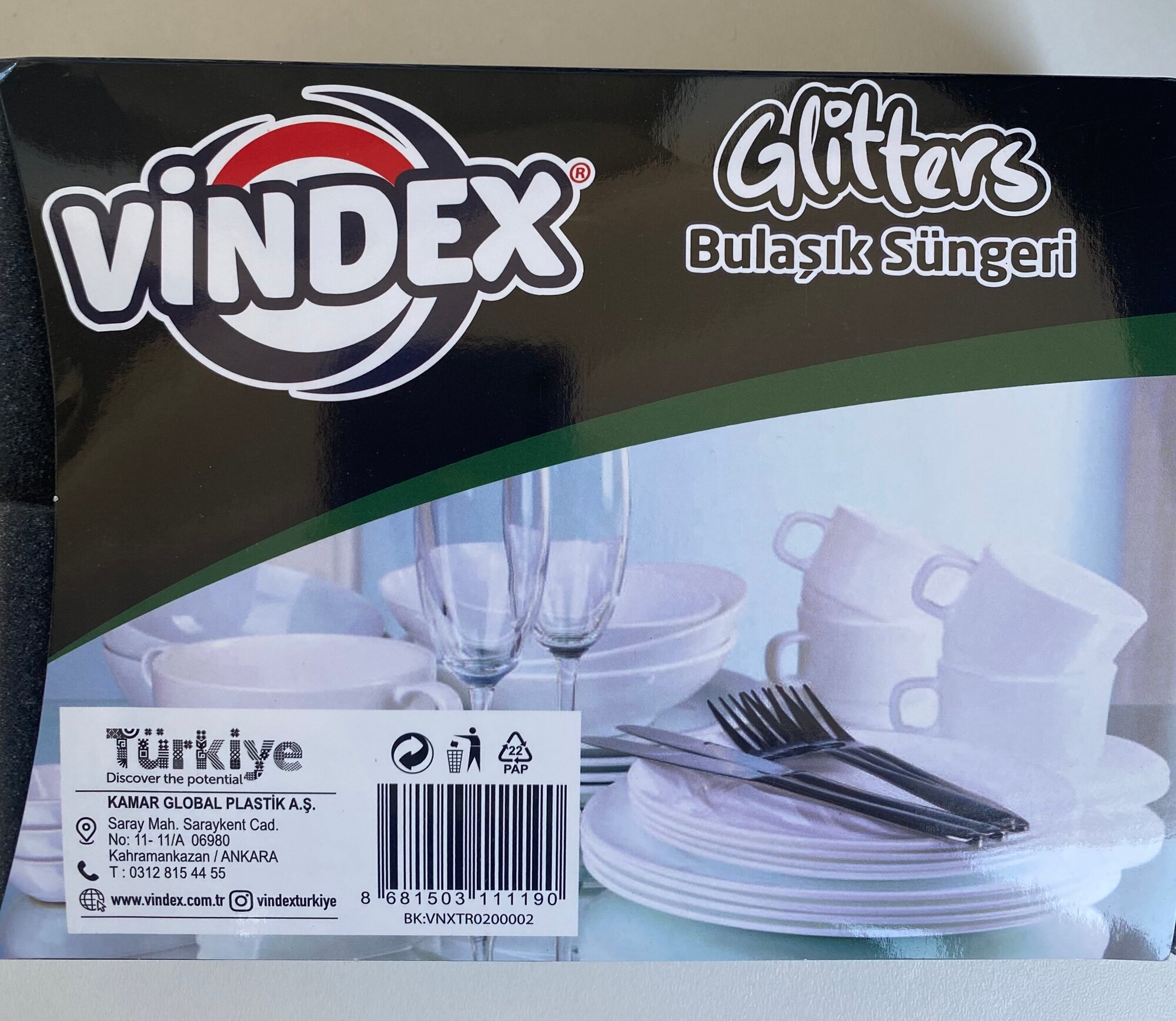 ViNDEX Glitters Турецкая губка для мытья посуды 4шт. - фотография № 1