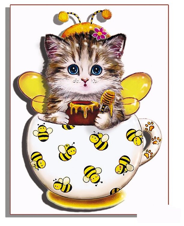 Папертоль «Коточашка - пчёлка» Магия хобби 10x12 см