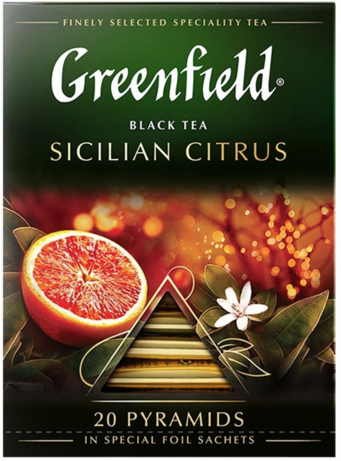 Чай черный в пирамидках Greenfield Sicilian Citrus 20 пирамидок