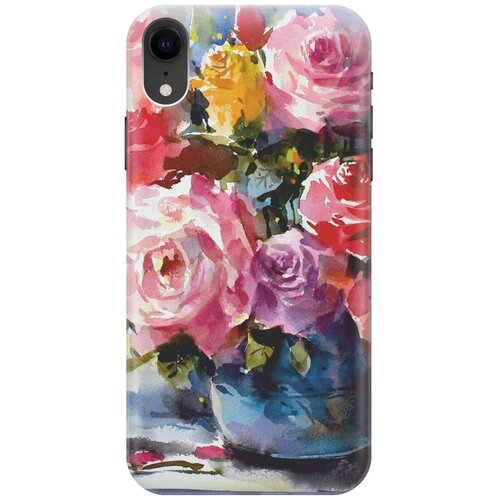 фото Re:paчехол - накладка artcolor для apple iphone xr с принтом "акварельный букет цветов"