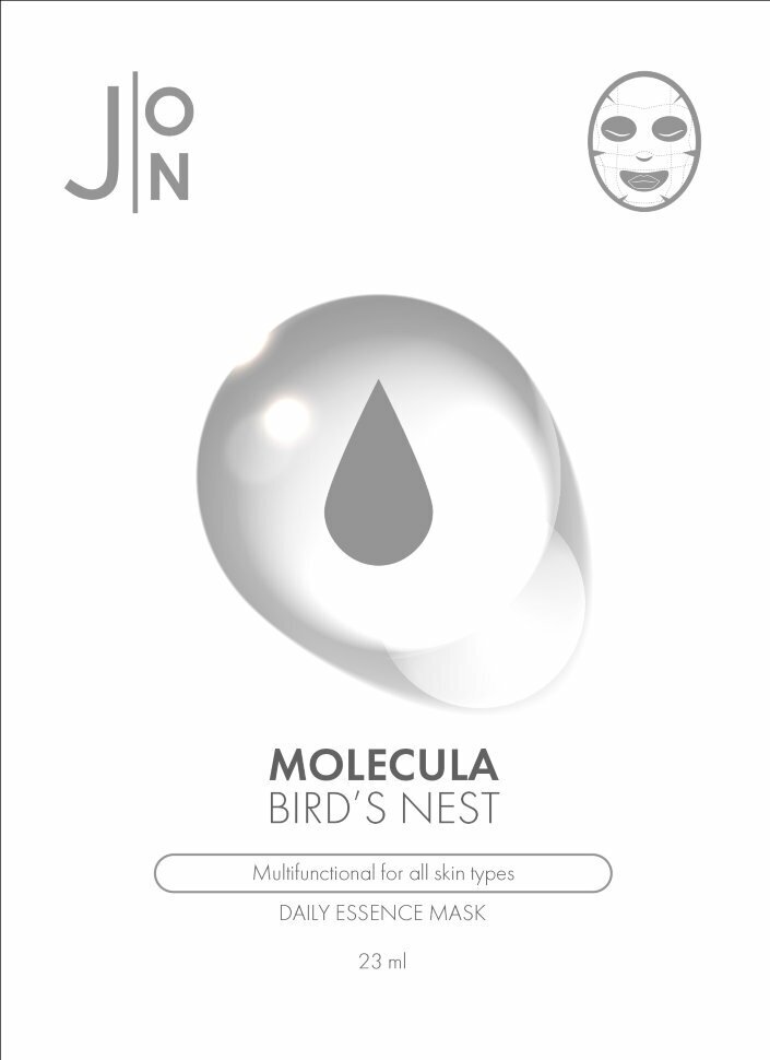 J: ON Тканевая маска для лица с экстрактом ласточкиного гнезда Molecula Bird’s Nest Daily Essence Mask, 23мл