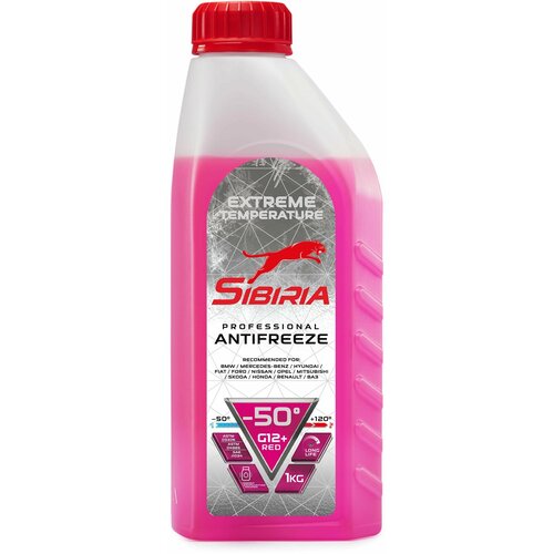 Антифриз SIBIRIA ANTIFREEZE G12+ (-50) красный 1 кг, карбоксилатный