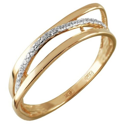 Кольцо SANIS, красное золото, 585 проба, фианит, размер 17.5, красный, золотой кольцо из золота 01 2540