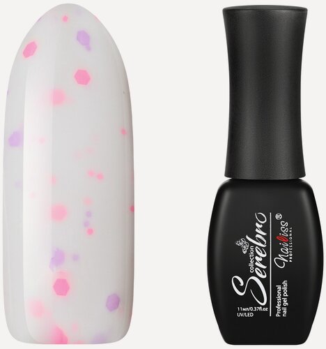 Изображение товара Гель-лак для ногтей Serebro с конфетти "Milkshake" гипоаллергенный плотный молочный, 11 мл