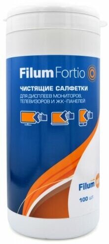 Салфетки Filum Fortio CLN100-ICD для дисплеев мониторов, телевизоров и ЖК-планшетов, 100 шт