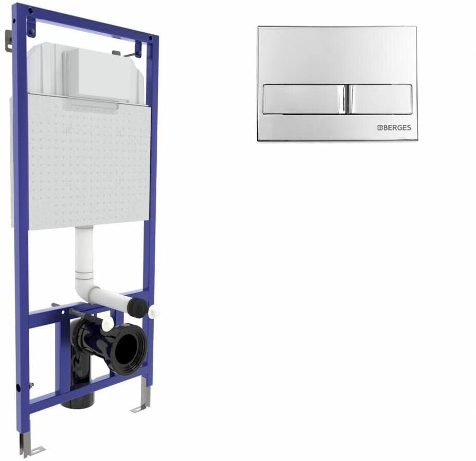 Система инсталляции для унитазов BERGES Novum кнопка L3 хром глянец (040213)