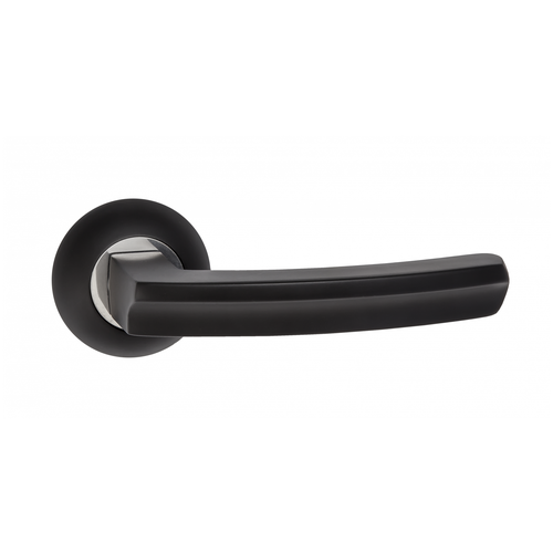 Ручка дверная межкомнатная на круглой розетке Puerto INAL 550-08, черный/хром блестящий