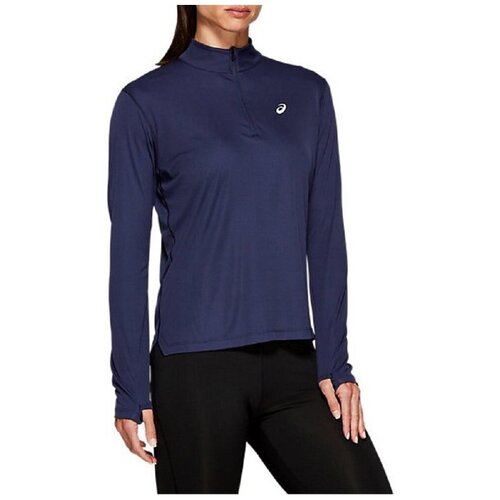фото Лонгслив женский asics 2012a033 404 silver ls 1/2 zip top синий полиэстер цвет синий размер m