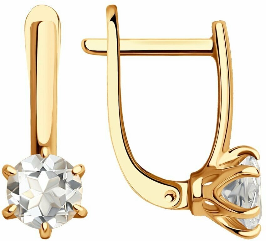 Серьги Diamant online, золото, 585 проба, горный хрусталь
