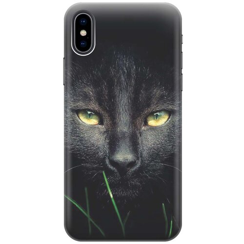 фото Gosso ультратонкий силиконовый чехол-накладка для apple iphone xs / x с принтом "кошка в темноте"