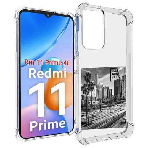 Чехол MyPads черно белый лос анджелес для Xiaomi Redmi 11 Prime 4G задняя-панель-накладка-бампер чехол mypads франкенштейн черно белый для xiaomi redmi 11 prime 4g задняя панель накладка бампер