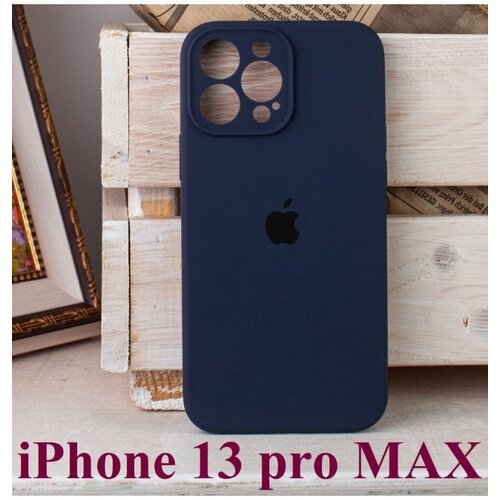 Чехол силиконовый на IPhone 13 ProMax, цвет темно синий силиконовый чехол на apple iphone 13 pro max эпл айфон 13 про макс с рисунком couple lines w soft touch темно зеленый