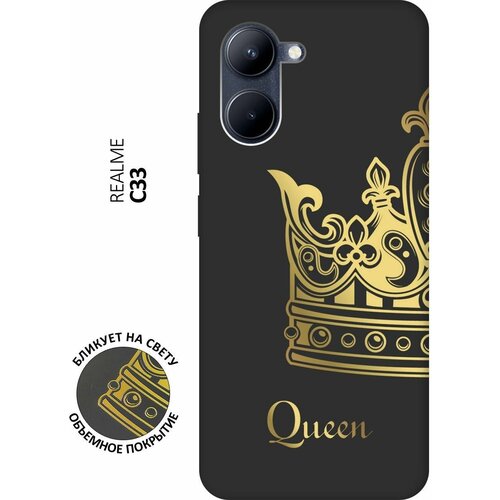 Матовый чехол True Queen для realme C33 / Рилми С33 с 3D эффектом черный матовый чехол snowboarding для realme c33 рилми с33 с 3d эффектом черный