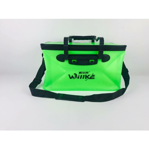 Водонепроницаемое складное сумка-ведро с крышкой / кан рыболовный с линейкой, 45 см, зеленый