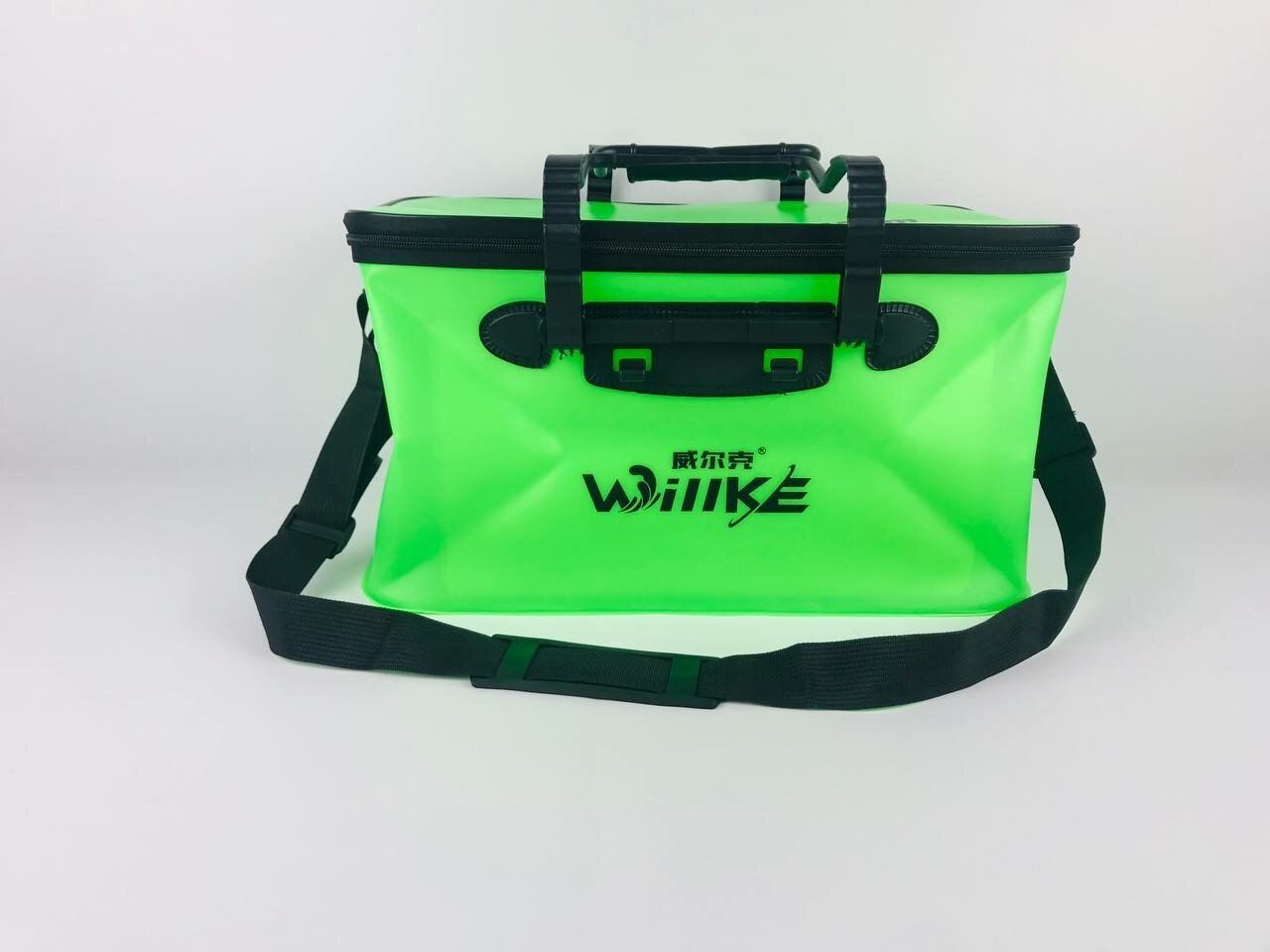 Водонепроницаемое складное сумка-ведро с крышкой / кан рыболовный с линейкой 45 см зеленый
