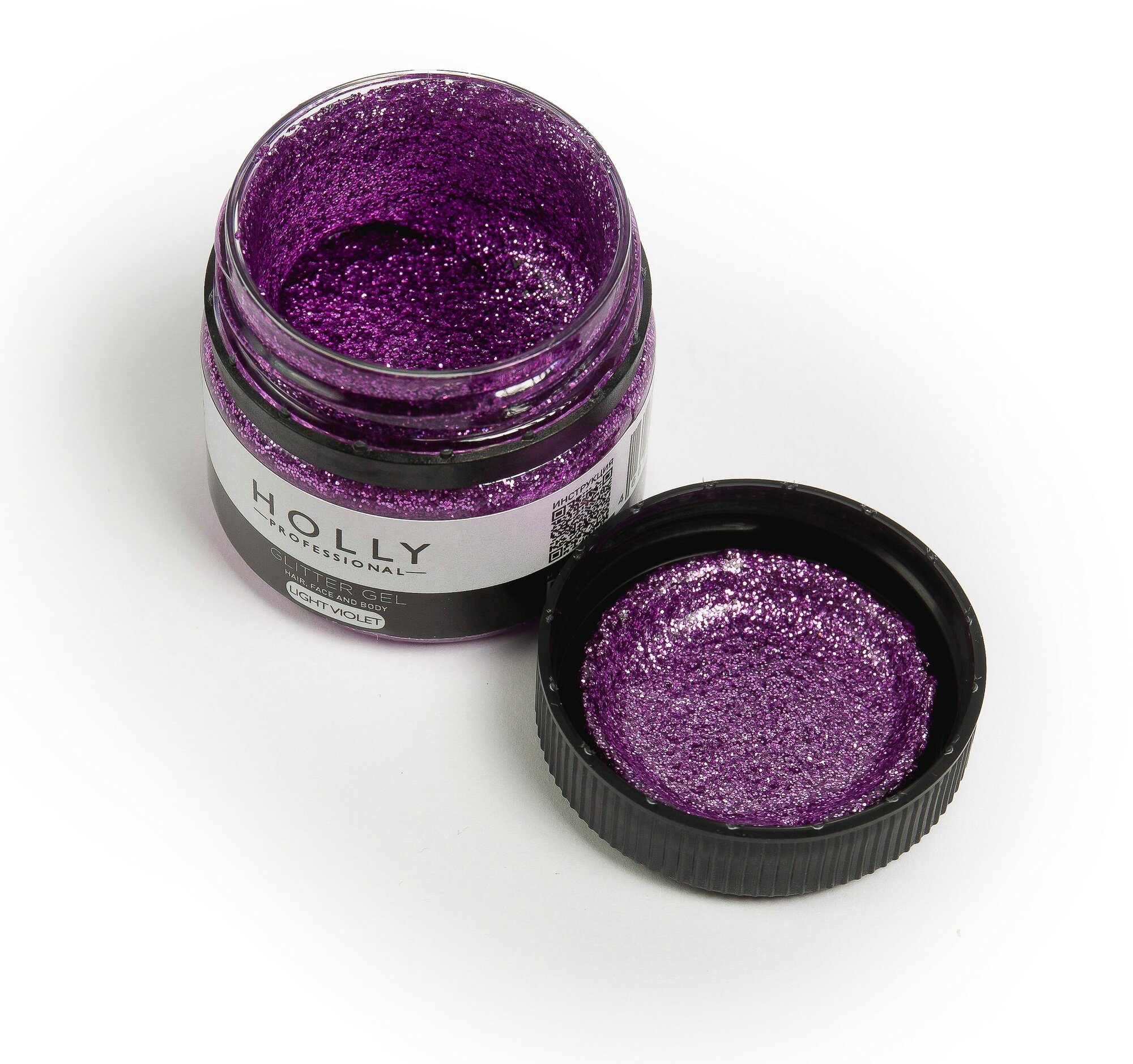 Holly Professional Глиттер для глаз, лица, волос и тела Glitter Gel Light Violet