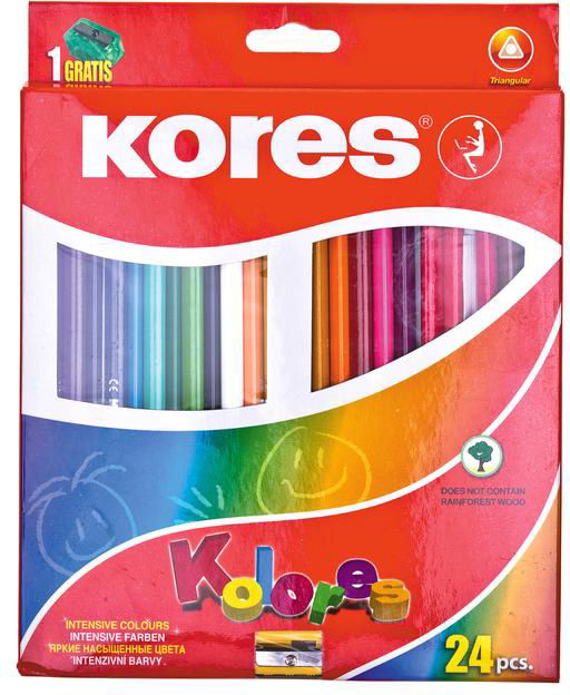 Карандаши цветные Kores 24 цвета с точилкой - фото №7