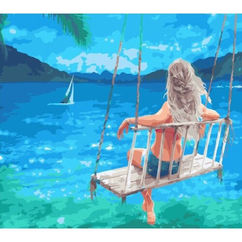 картина по номерам две картинки colibri девушка на балконе с видом на море Картина по номерам С видом на море 40х50 см Hobby Home